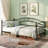 Heavy-Duty Rust-Resistant Twin Size Metal Daybed Frame With Elegant Curved Slatted Headboard & Reinforced Slat Support, No Box Spring Needed