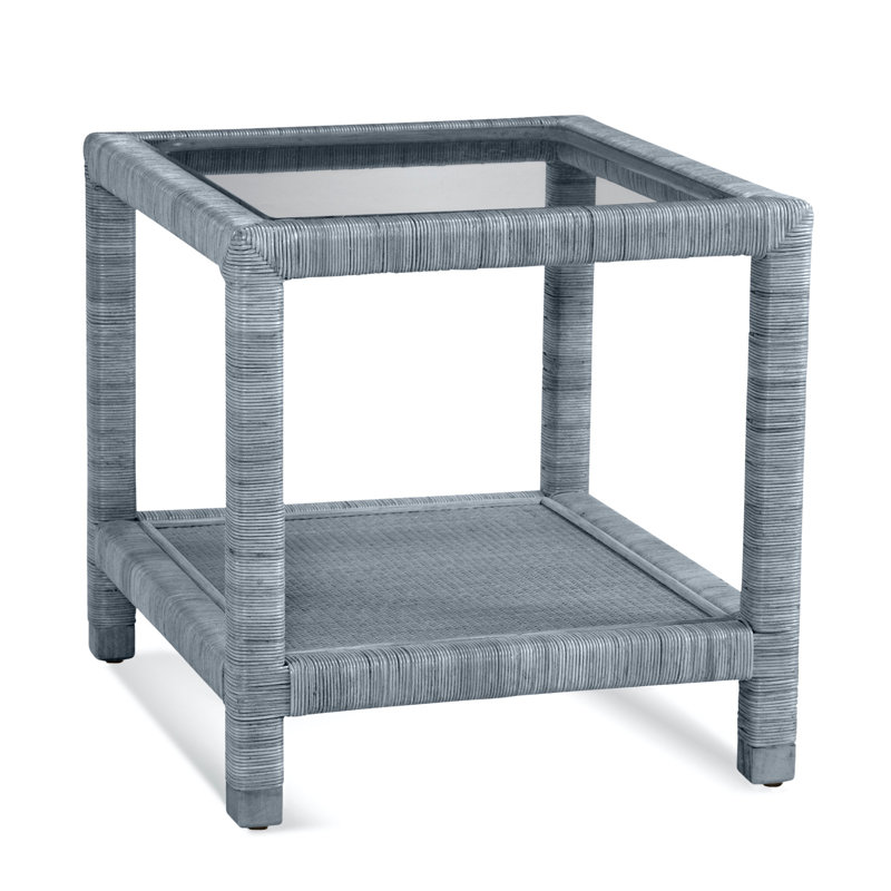 Pine Isle Glass End Table, Sea Glass