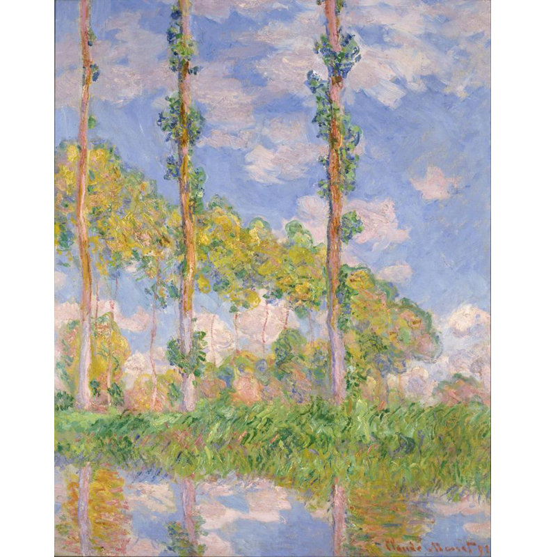 «Poplars in the Sun» par Claude Monet - Art mural sur toile tendue avec châssis, H 18 po x l 14 po