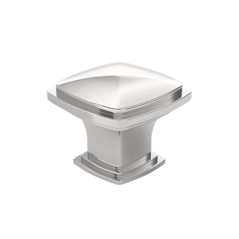 Oversized Expression 1 11/16" Length Square Knob, Brushed Nickel, 1.7" H x 1.8" W x  1.8" D