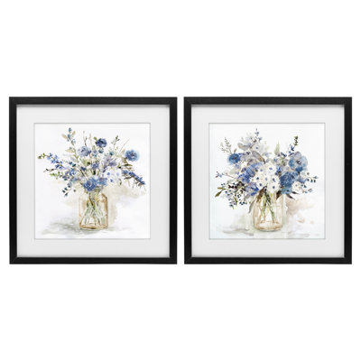 Spring Watercolor Vases 2pc Framed Print Under Glass Set, design by Carol Robinson