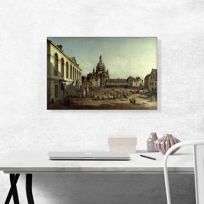 «The Neumarkt in Dresden Seen from the Juedenhofe 1749» par Canaletto, reproduction d'art sur toile tendue