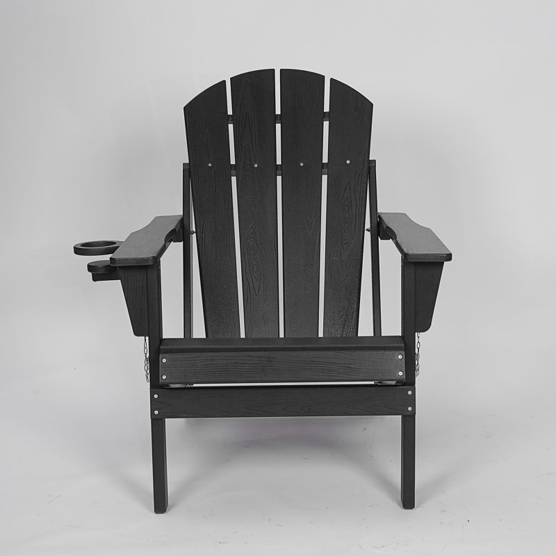 Chaise Adirondack pliante en PEHD avec porte-gobelet double, Noir
