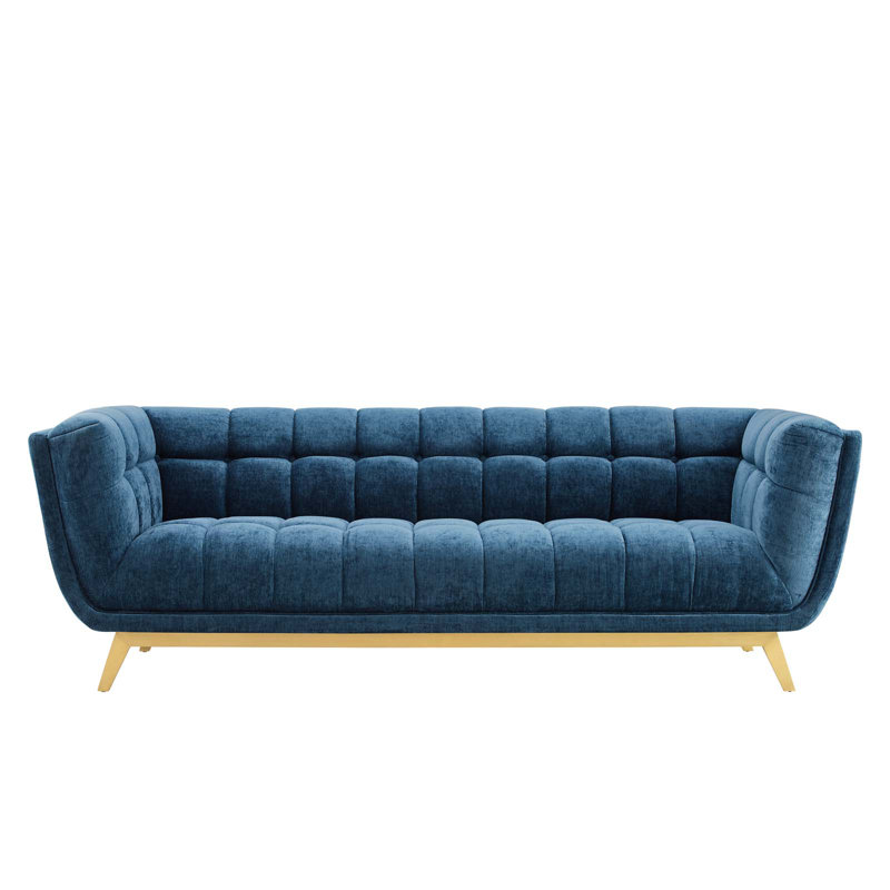 Bestow 86" Velvet Flared Arm Sofa, Navy Velvet