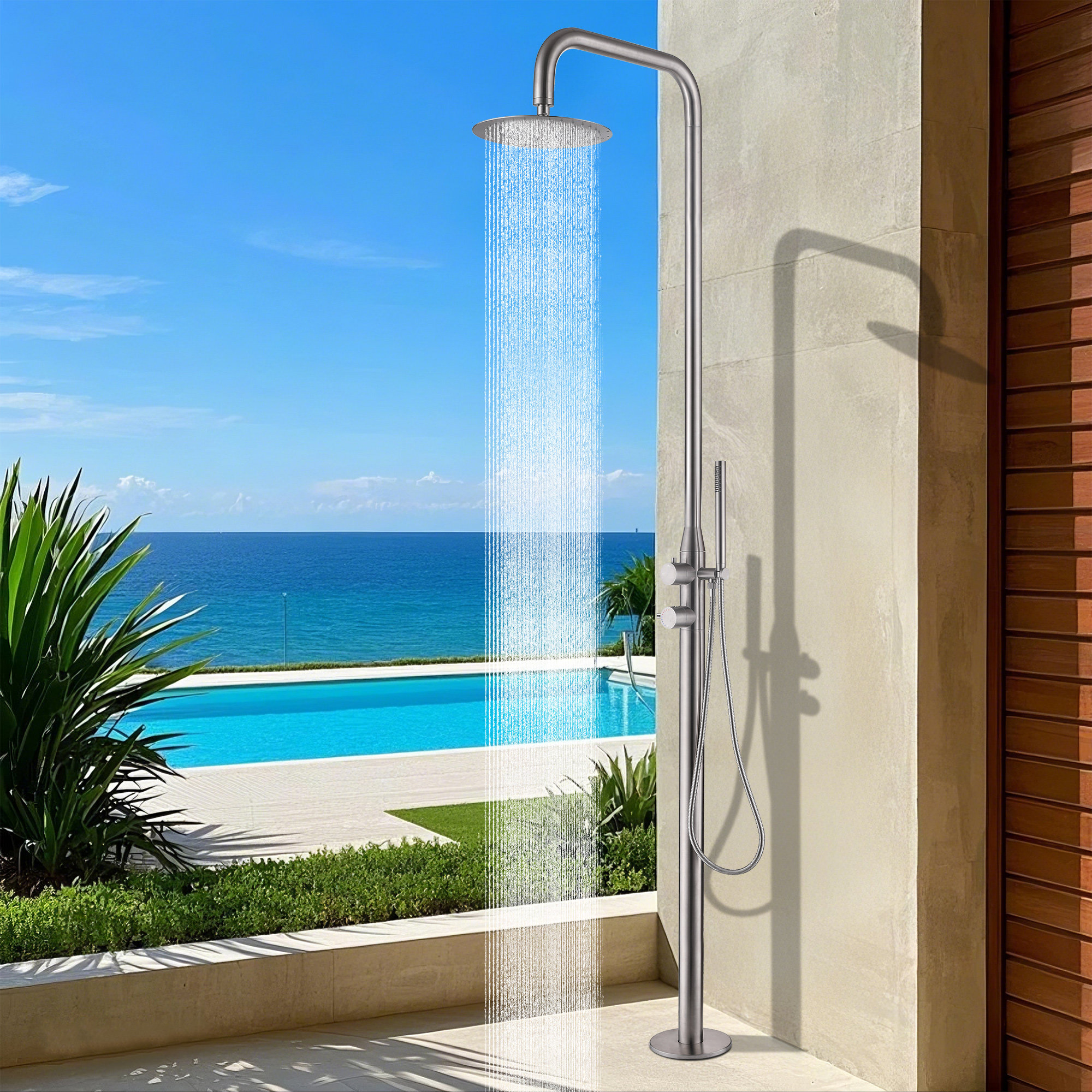 Curated visual reference: Designer Collection 85 H Dual Function Outdoor Shower With Rain Photo Inspiration
