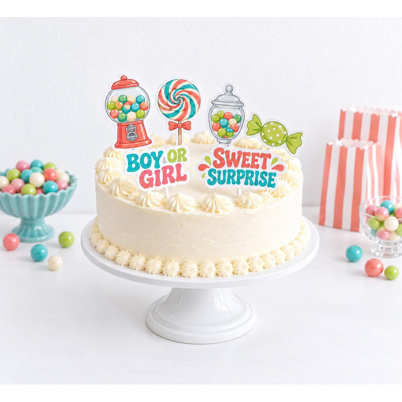 Décorations pour gâteau de révélation du sexe « Petite Surprise », bonbons en papier, garçon ou fille, lot de 6