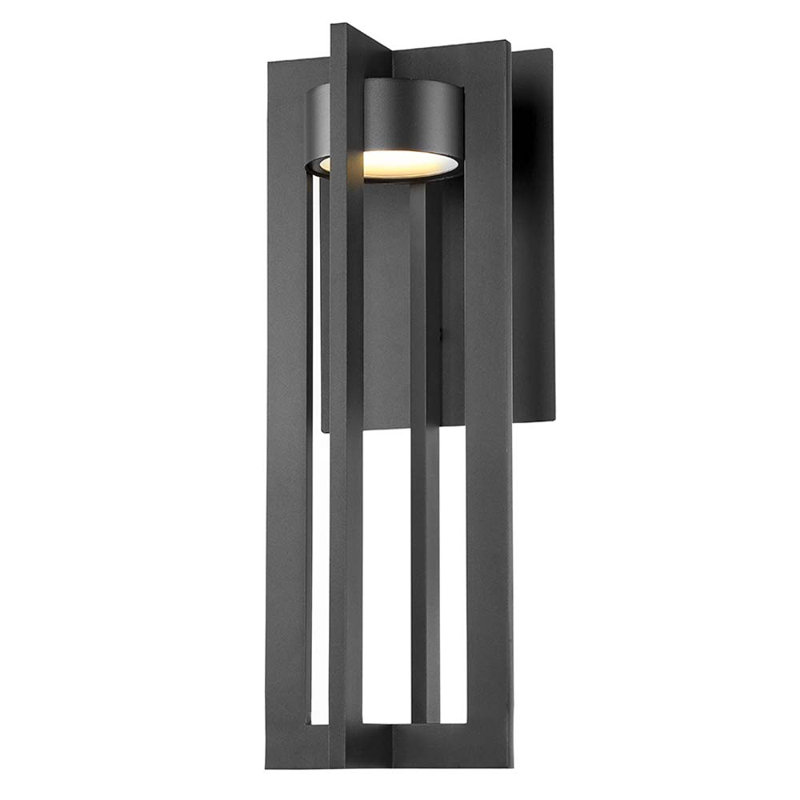 Chamber LED Outdoor Armed Sconce, Black, 20.0625" H x 7" W x 8.4286" D