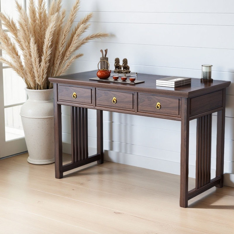 Bureau d'étude en orme naturel à structure tenon et mortaise, H 31,49 po x l 39,37 po x P 23,62 po