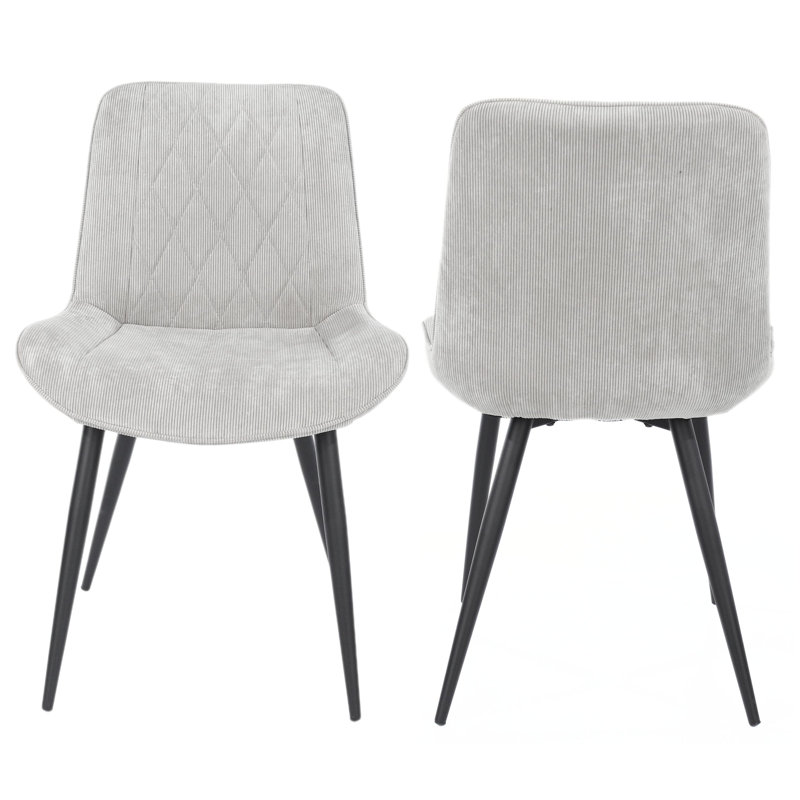 Aspen Rectangular Dining Table with 4 Diamond Stitch Upholstered Fabric Chairs - Modern Dining Set, Light Grey, Grey Oak