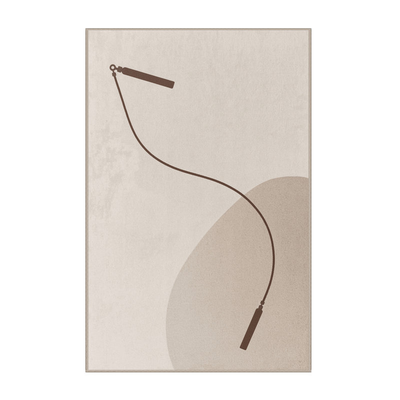 Machine Washable Takengon Jump Rope Minimalist Rug in Beige – Beige Binding, 7x9