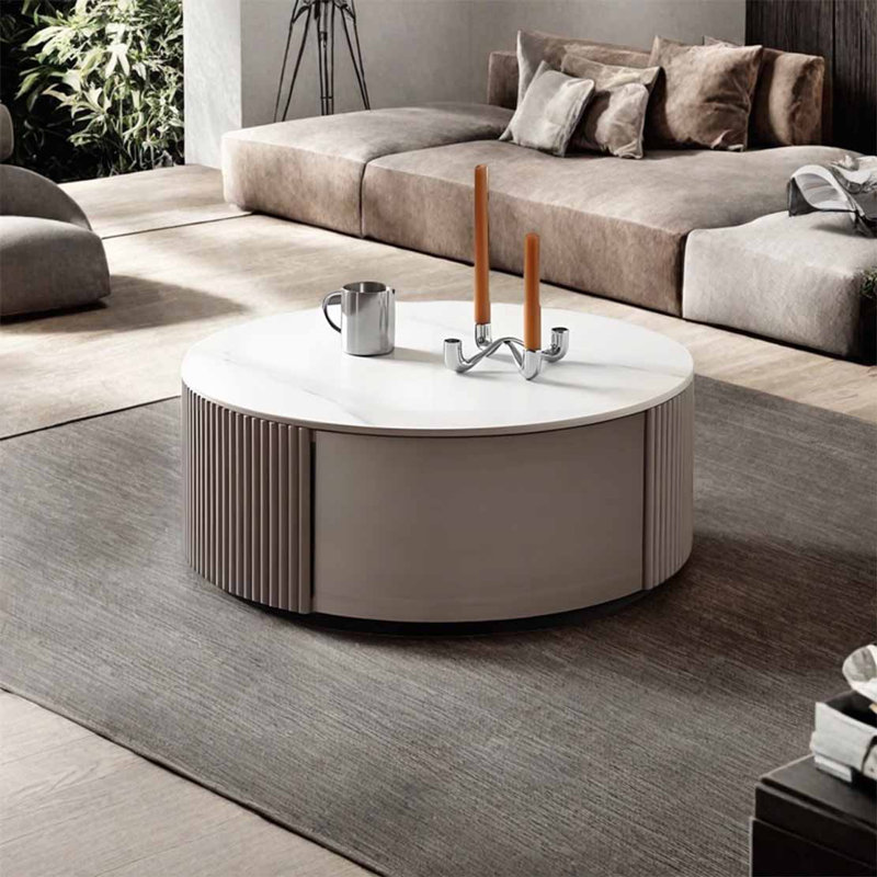 Light luxury rock panel coffee table, Beige