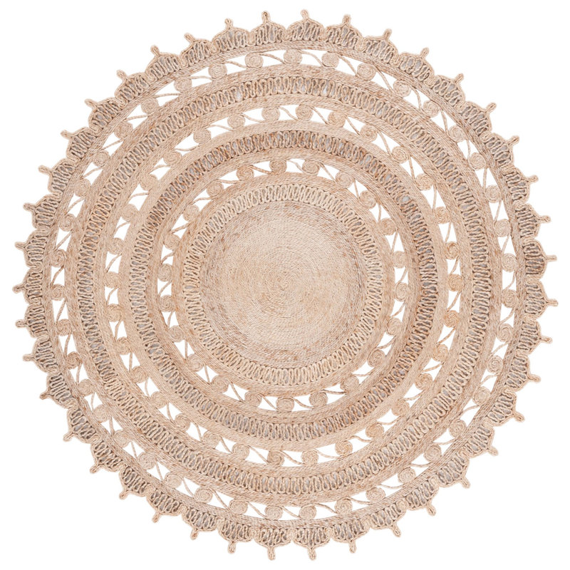 Charlye Natural Fiber Flat Weave Jute Solid Color Rug, Round 3'