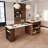 80-Inch Expandable Kitchen Island With Dining Table, Marble-Grain Countertop With Power Outlet, Mobile Storage Cart With Cabinet & 2 Drawers, Walnut Finish Kitchen Prep Table
