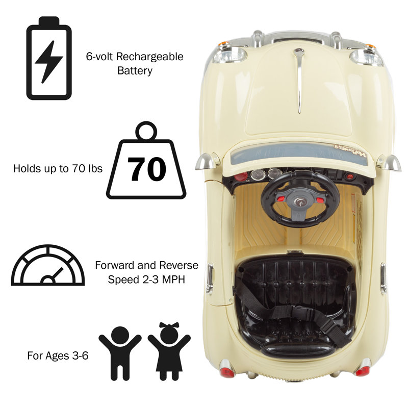 Cream Classic 6V Battery Powered Ride-On Car with Remote