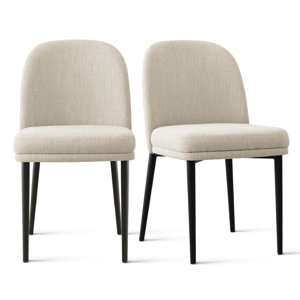 Linen Upholstered Dining Chair with Metal Legs