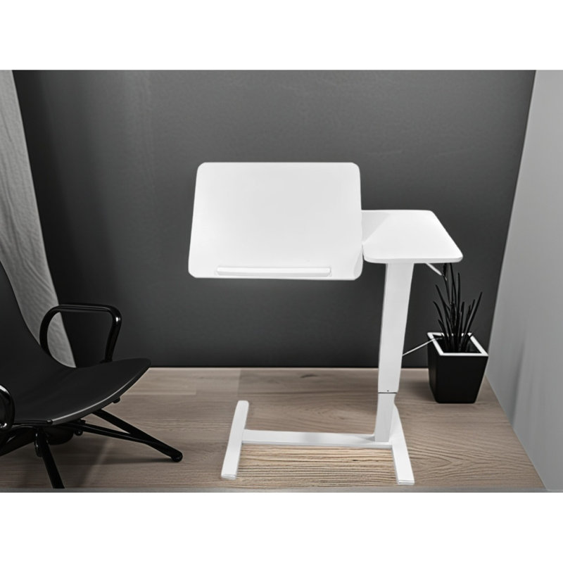 Table de chevet mobile pour ordinateur portable Table de chevet mobile inclinable avec roulettes, Blanc