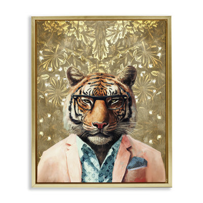 Stylish Tiger Gold Wall Framed Floater Canvas Wall Art by Svetlana Aleynikova
