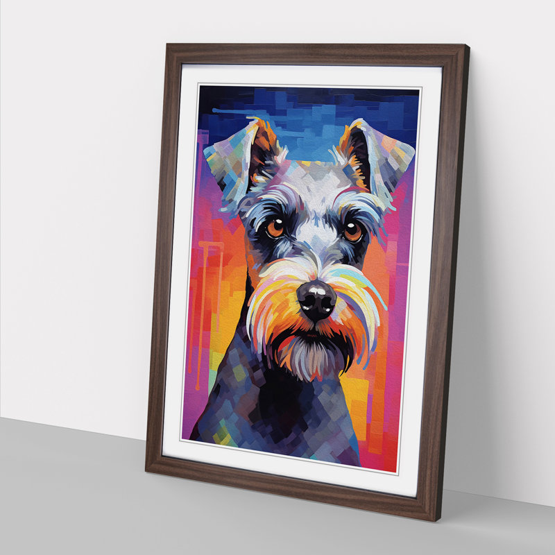 Schnauzer Futurism Art - Framed Print, Walnut Framed, 64cm H x 46cm W x 2cm D