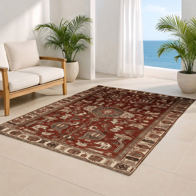 Tapis d'intérieur et d'extérieur brun Persian