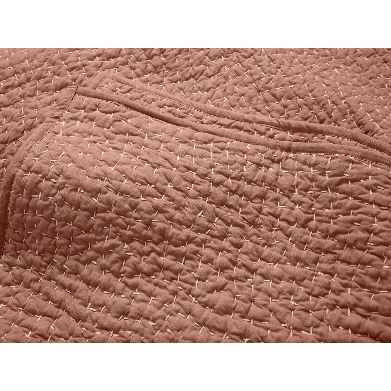 Pebbled Organic Percale Quilt, Twin Quilt, Praline