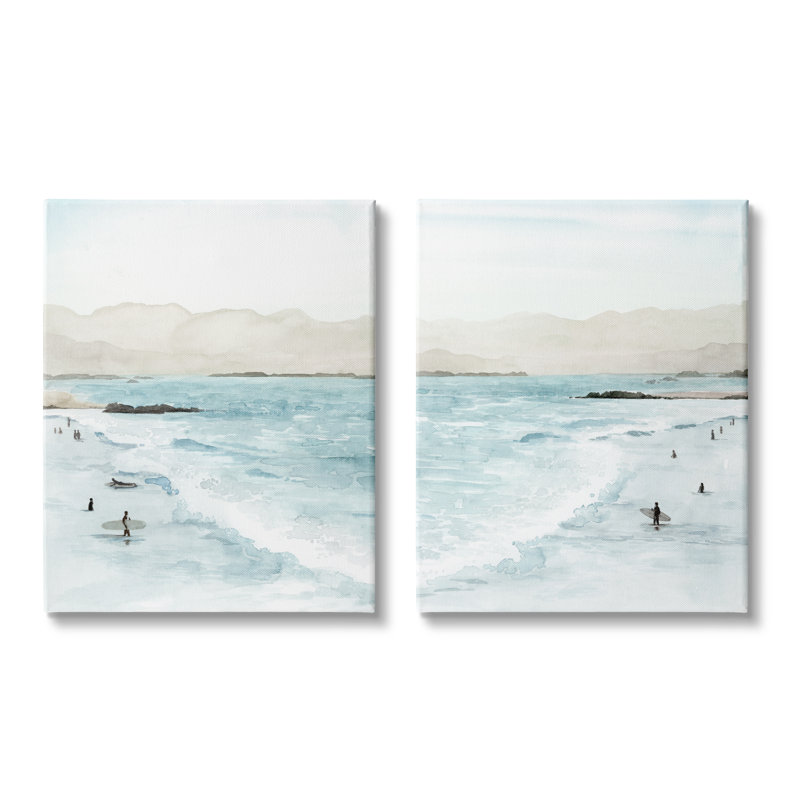 Paysage de plage à marée haute, Toile tendue, H 16 po x l 40 po