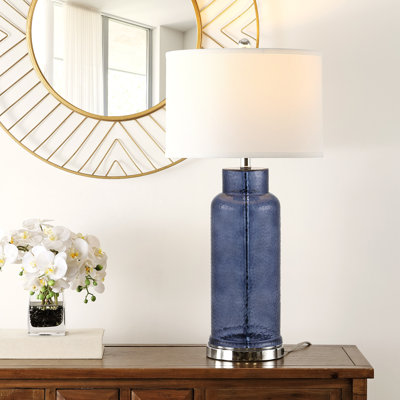 Lampe de table bleue 30,5 "avec USB