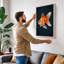 Flowing Goldfish Modern 1 Piece Wrapped Canvas Wall Art-574121514-574121493