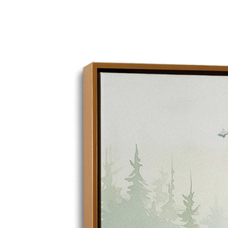 «Woodland Birds in Mist I», reproduction sur toile, Encadrement doré, H 12,75 po x l 12,75 po x P 1,75 po