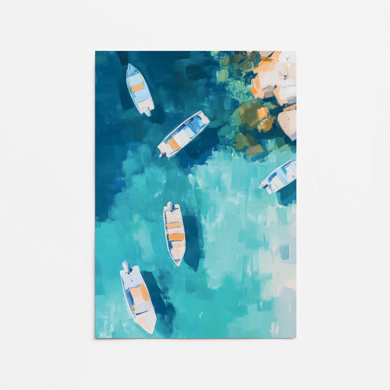 Bateaux dans Blue Bay I, impression roulée, H 36 po x l 24 po
