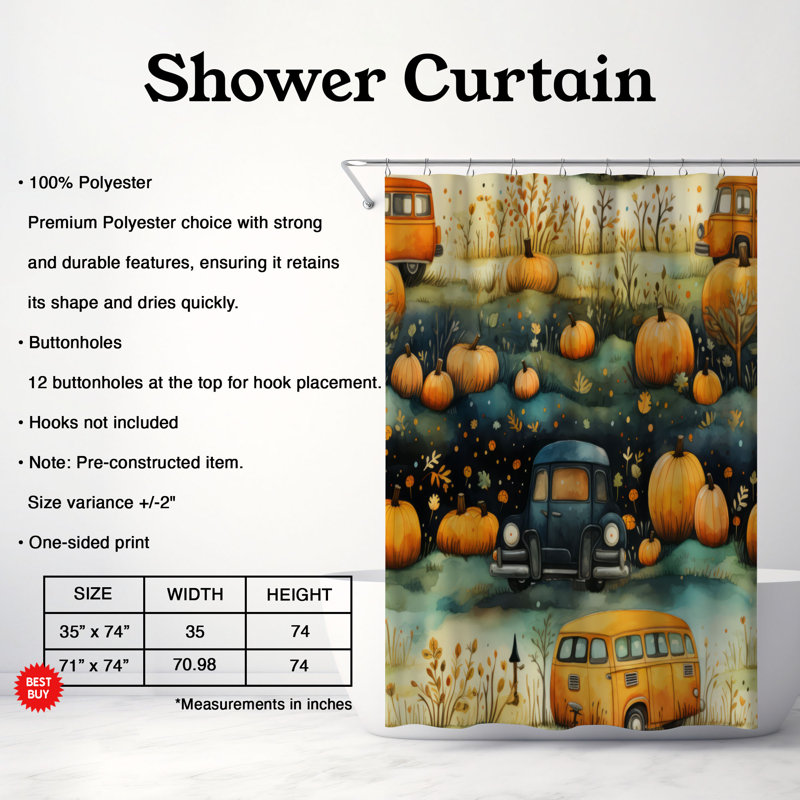 Rideau de douche Spooky Harvest - Premium, H 74 po x l 71 po