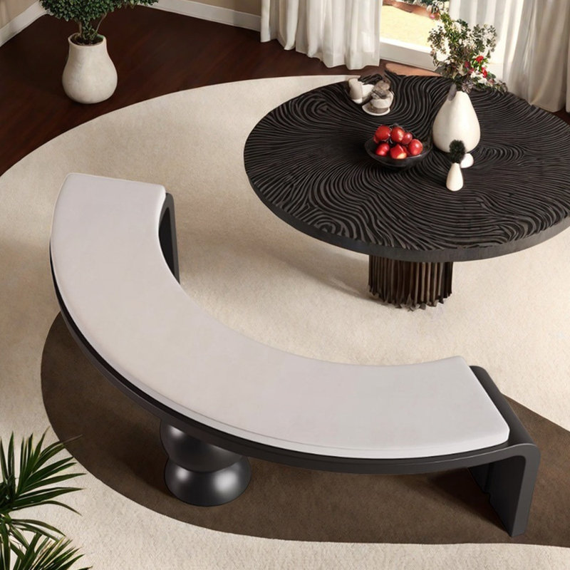 Creative Curved Multi-functional Soft Bench, 17.71" H x 79.13" W x 11.81" D
