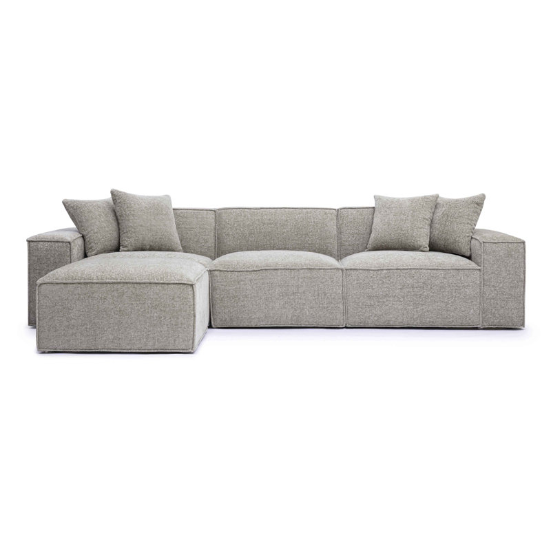 Cherylee Chenille Basketweave Modular Sectional, Taupe Chenille