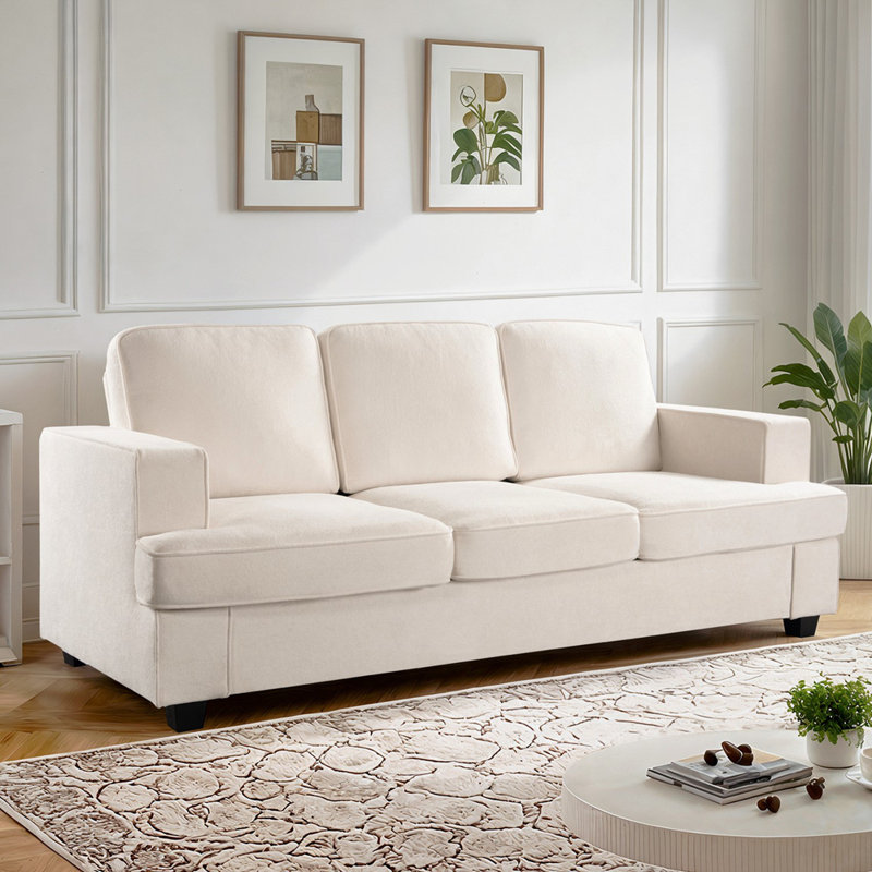 Canapé confortable à 2 places avec assise profonde et mousse haute densité, Noir, H 35,03 po x l 61,02 po x P 36,22 po