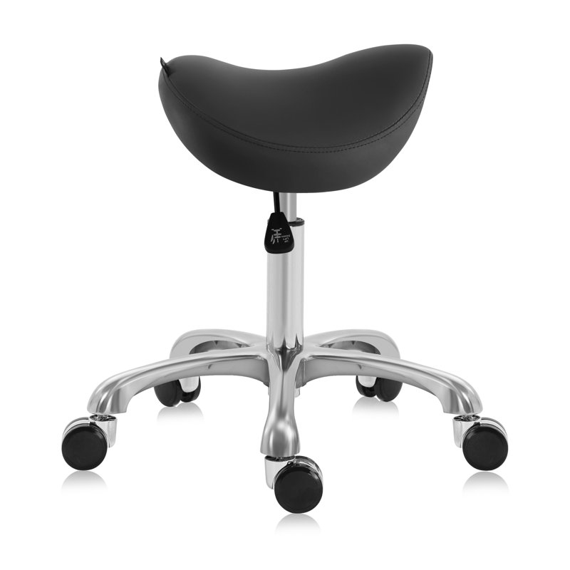 Tabouret à selle ergonomique réglable Latitude Run®, Noir, noir, noir, noir, Sans repose-pieds