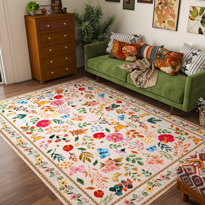 Living Room Rug 5x7 ft Red Area Rug Machine Washable Rug, Non Slip Vintage Rug Stain Resistant Indoor Large Carpet for Bedroom, Boho Rug, Distressed Retro Floor Rug for Classroom, Dorm, Dining Room
