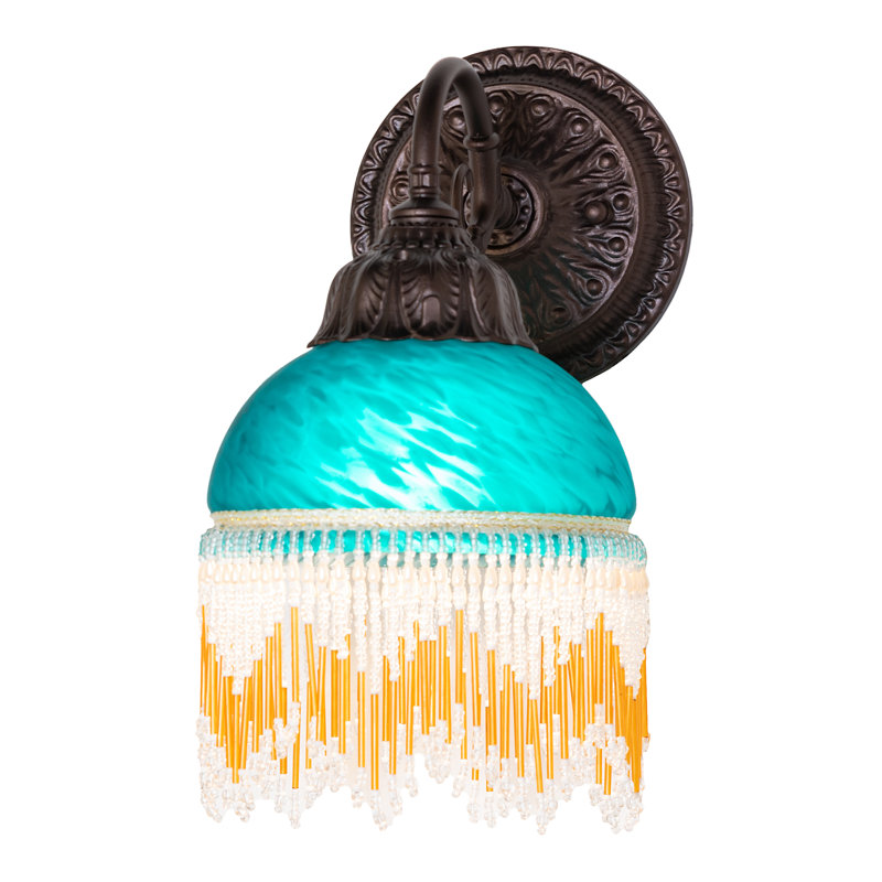 1 - Light Armed Sconce, Blue, 6" H x 6" W x 6" D