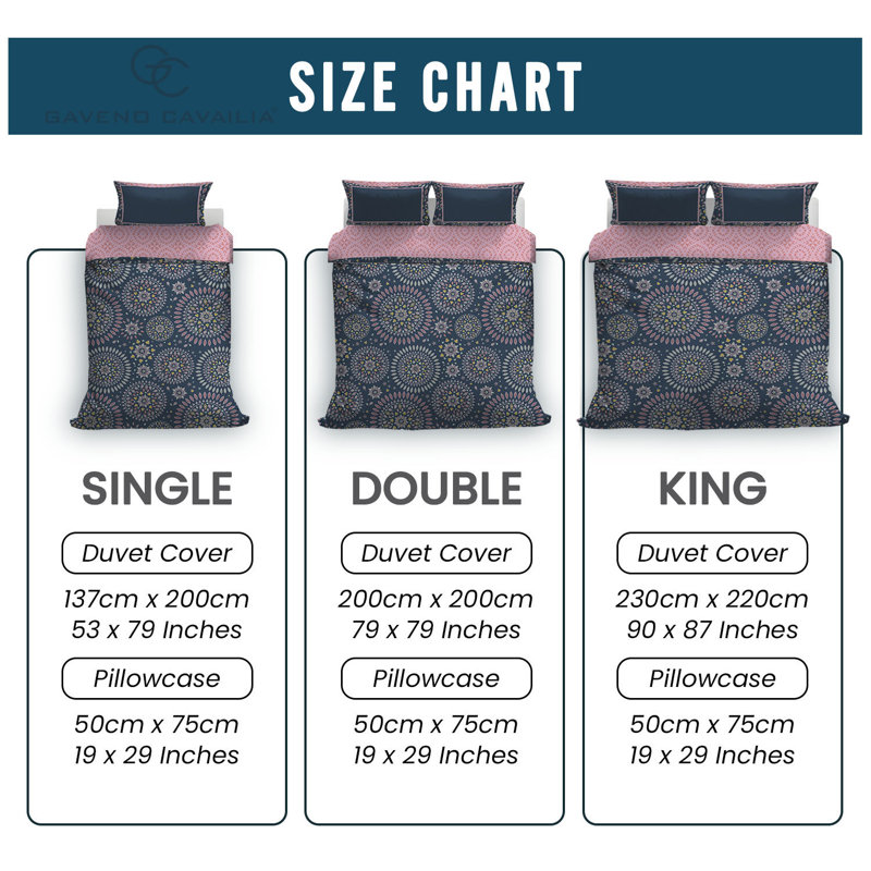 Geometric Pattern Duvet Cover Set with Matching Pillowcases - Polycotton Bedding Set - Available in Single Double King
