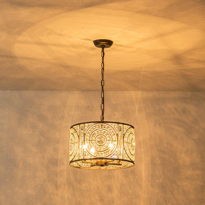 4-Light Sparkling Crystal Glass Statement Chandelier 