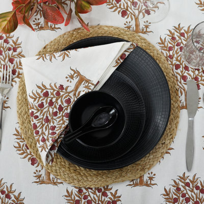 Ensemble de 14 serviettes de table décoratives pour cuisine et salle à manger Fabubline, coton, rouge, anar {Ensemble de 14}