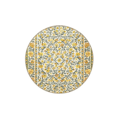 Yellow Green Themed Flower And Rose Patterned Creative Modern Decorative Carpet