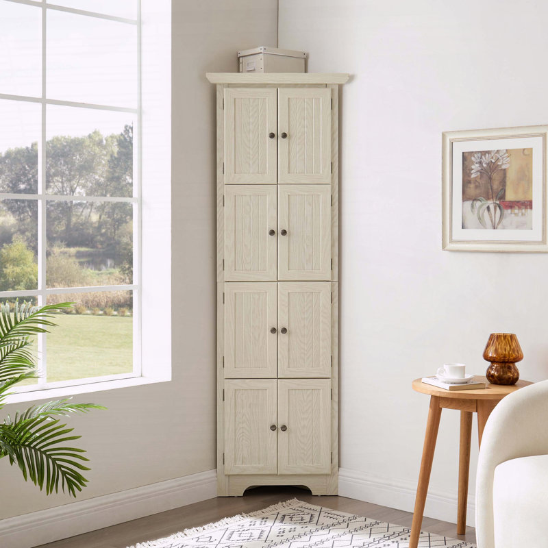 4-Tier 72" Corner Kitchen Pantry Storage Cabinet, Beige