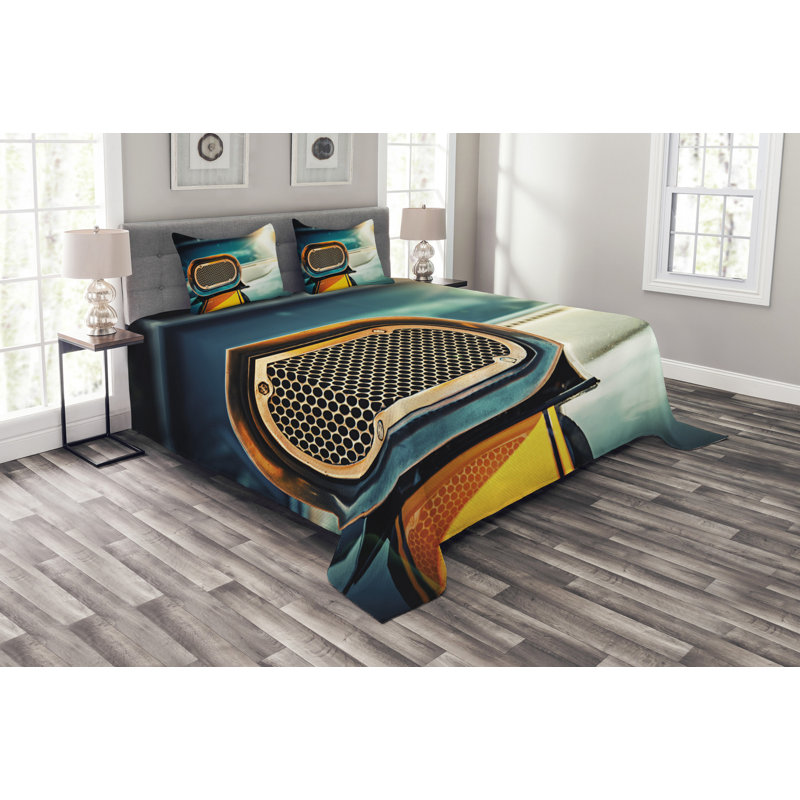 Automobile Bedspread Set with Shams, 220 x 264 cm