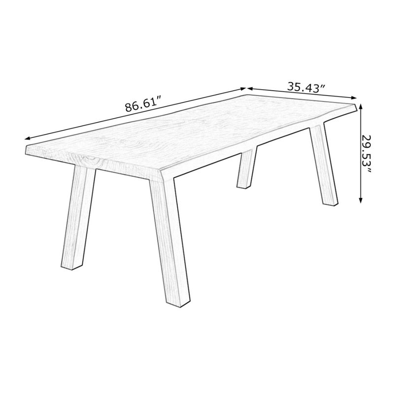 American-style rectangular solid wood dining table, 29.53"H x 86.61"L x 35.43"W