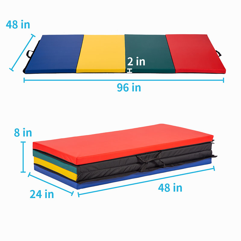 Tapis de gymnastique, Coloré, 7,9 pi x 3,9 pi x 2 pi