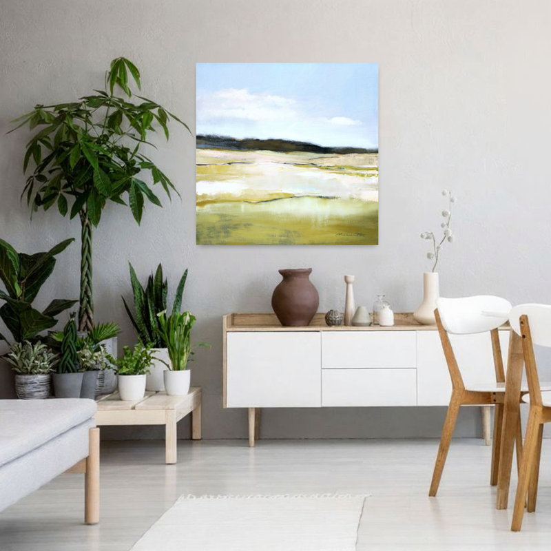 Hillside, paysage abstrait contemporain, art naturel, H 36 po x l 36 po