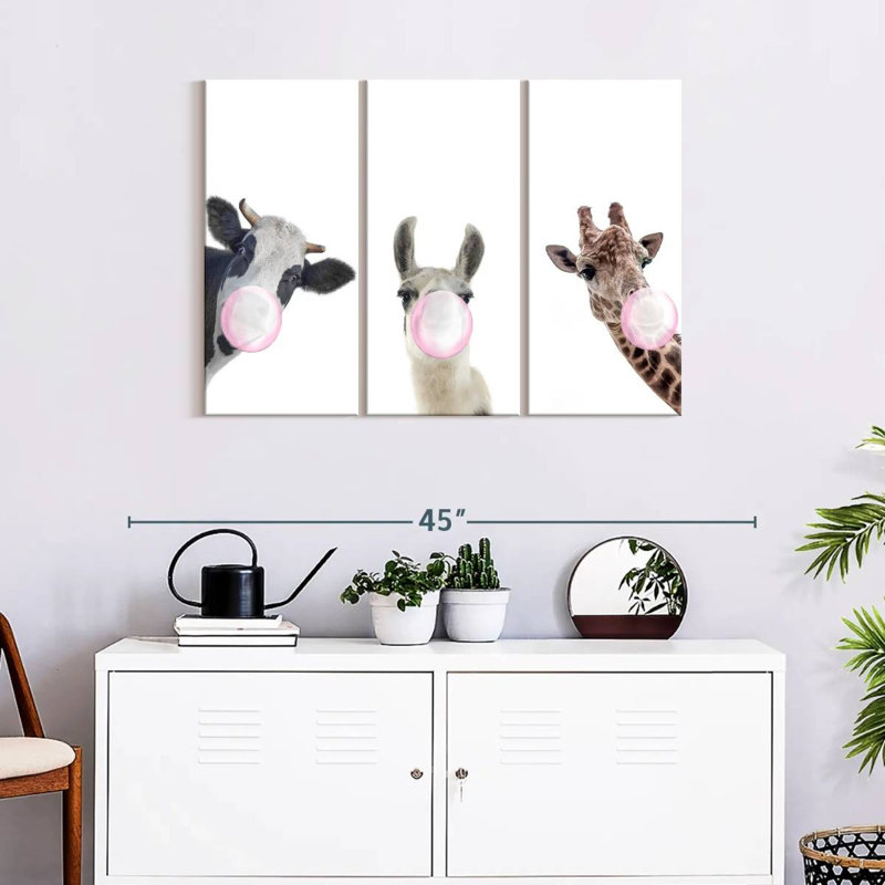 Silly Bubble Gum Animaux 3 pièces, H 24 po x l 38 po x P 1,25 po