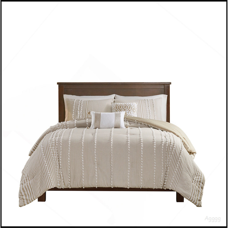 Full/Queen 3 Piece Cotton Yarn Dyed Comforter Set, Full Comforter + 2 Standard Shams