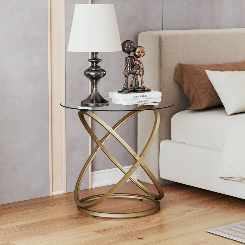 Rochdale Side Table, Clear/Gold