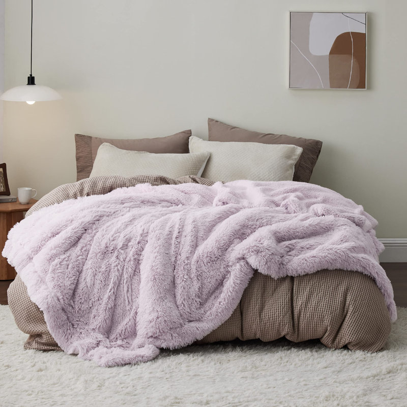 Couvertures en fausse fourrure Cozy Winter Collection, L 90 po x L 90 po, Rose poudreux