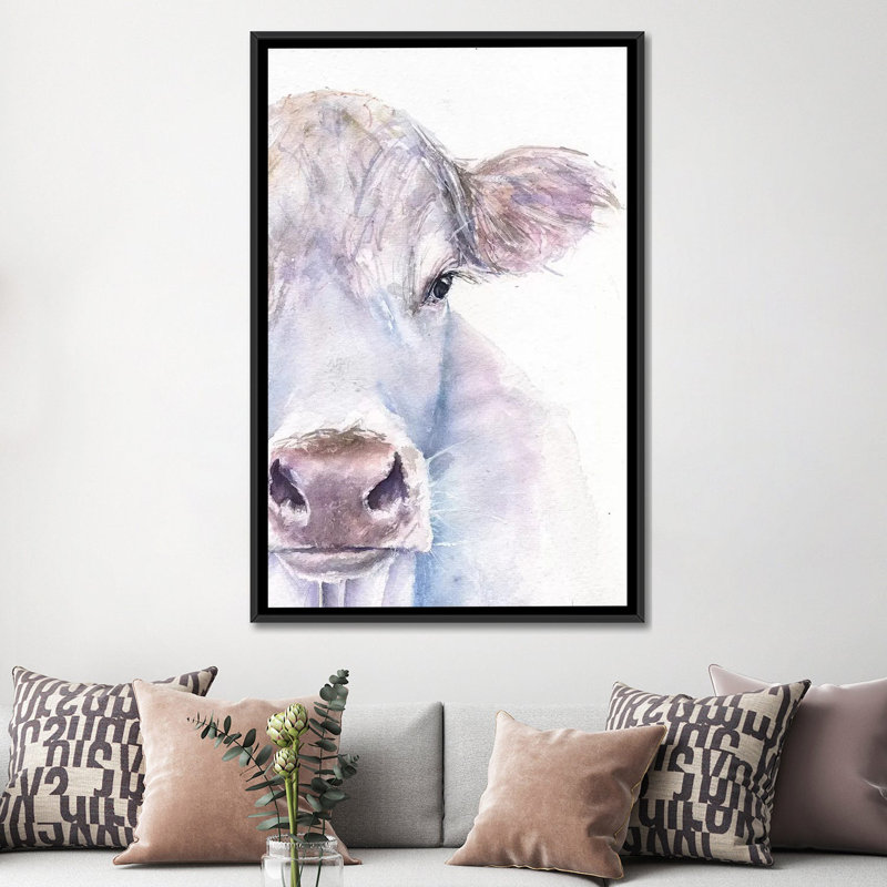 «Cow» par George Dyachenko, reproduction sur toile, H 12 po x l 8 po x P 0,75 po, Toile tendue